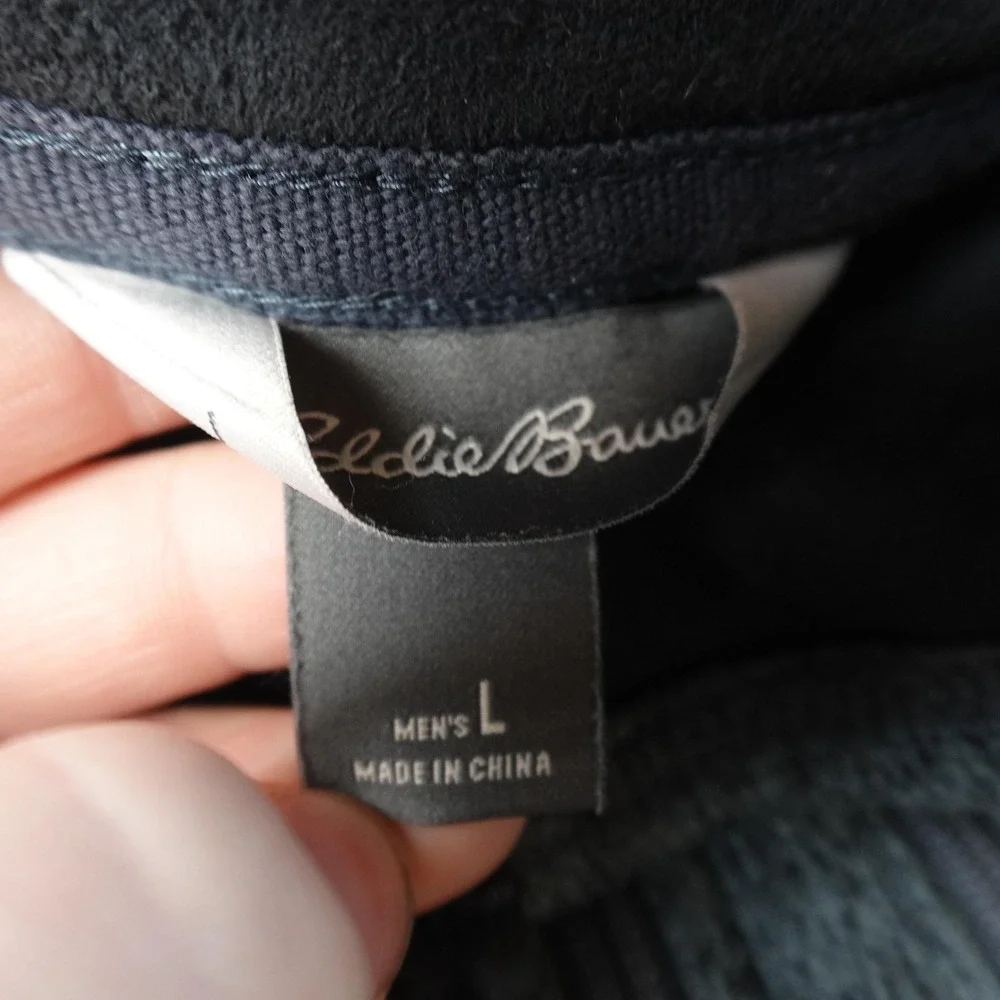 Eddie‎ Bauer Sweater Mens L Blue Fleece 1/4 Zip Mock Neck Pullover Hiking Warm